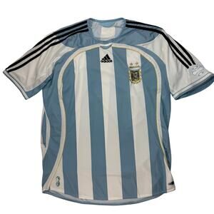 Adidas Argentina AFA Soccer Jersey Mens XL Blue White Striped FIFA Patch